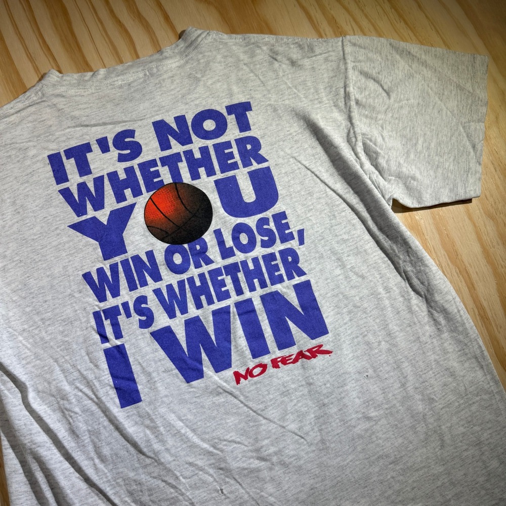 No Fear Men's Vintage Basketball Graphic T-Shirt Gray Heather 90s Size XL